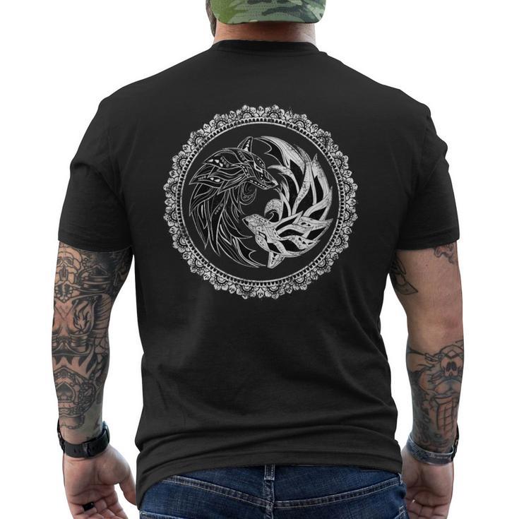 オオカミ陰陽ウルフ、陰陽太極拳、Qiゴング、ヨガ、Mma メンズTシャツ バックプリント