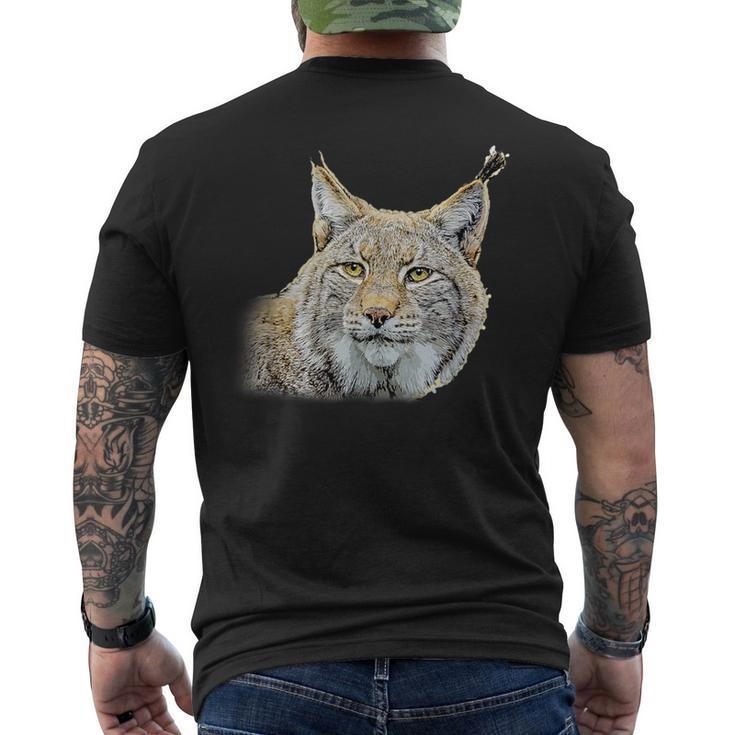 オオヤマネコのデザインオオヤマネコの野良猫ギフト メンズTシャツ バックプリント