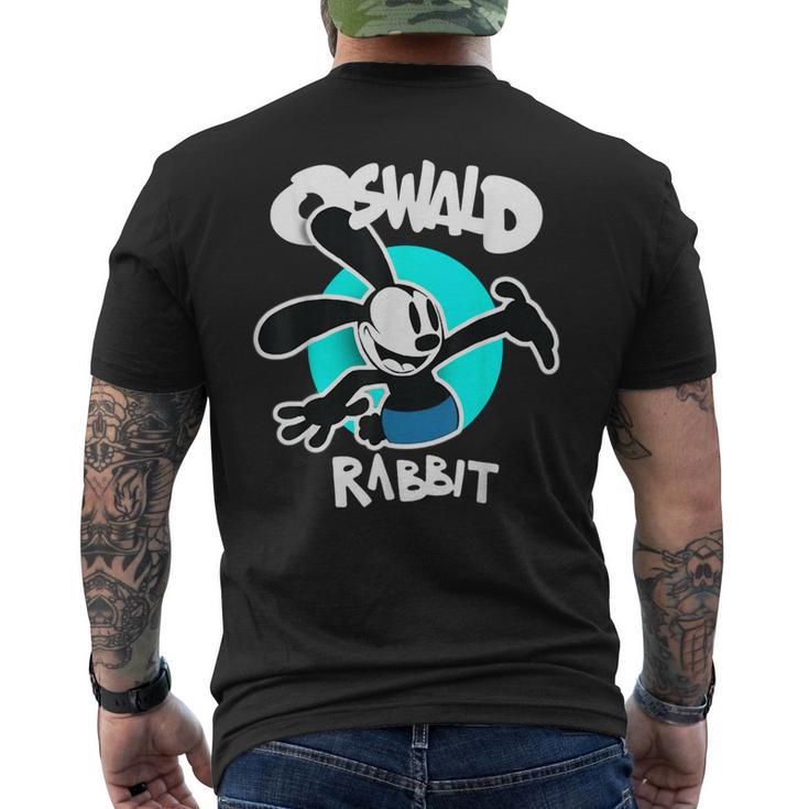 オズワルドラビット ヴィンテージ 漫画 バニー ハッピー ティール メンズTシャツ バックプリント
