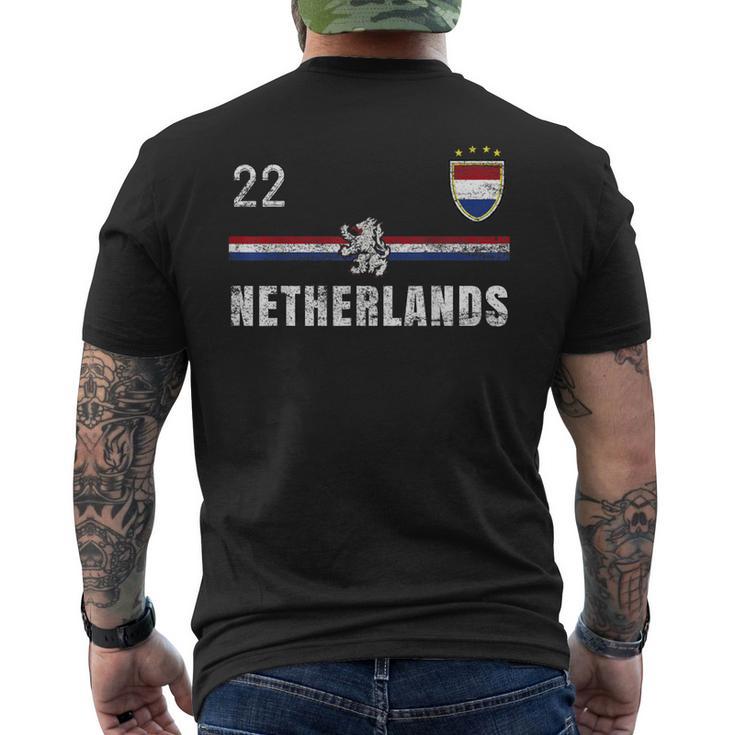 オランダ サッカーファン ジャージ オランダ国旗 フットボール愛好家 メンズTシャツ バックプリント