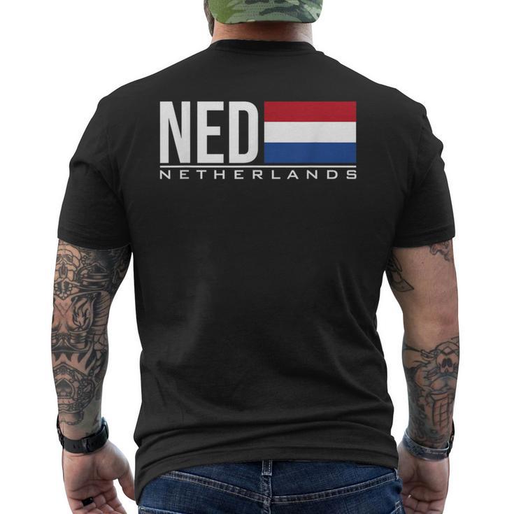 オランダの旗、オランダ、陸上競技、スポーツゲーム、ジャージ。 メンズTシャツ バックプリント