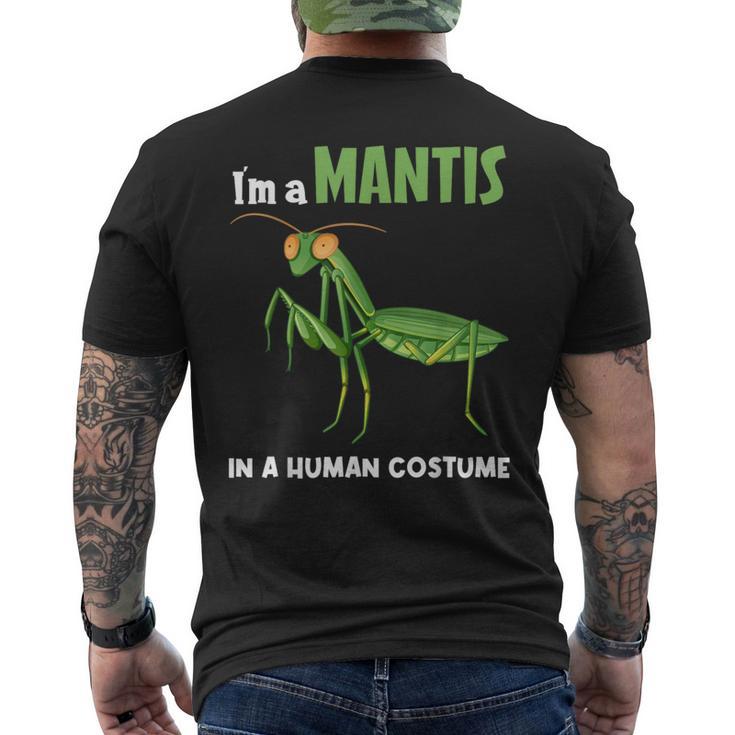 カマキリ 虫 祈るカマキリ メンズTシャツ バックプリント