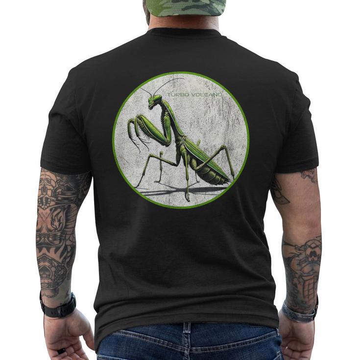 カラフル レトロ カマキリ 昆虫 ヴィンテージ デザイン メンズTシャツ バックプリント