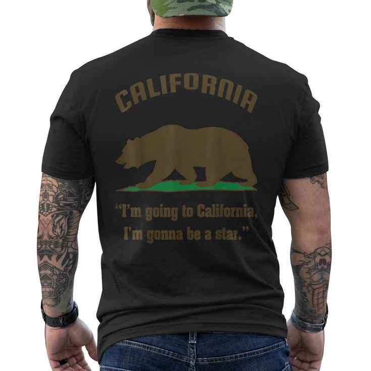 カリフォルニアのクマの旗、グリズリーベア、カリフォルニア共和国、グリズリーベアカリフォルニア共和国州の旗 メンズTシャツ バックプリント