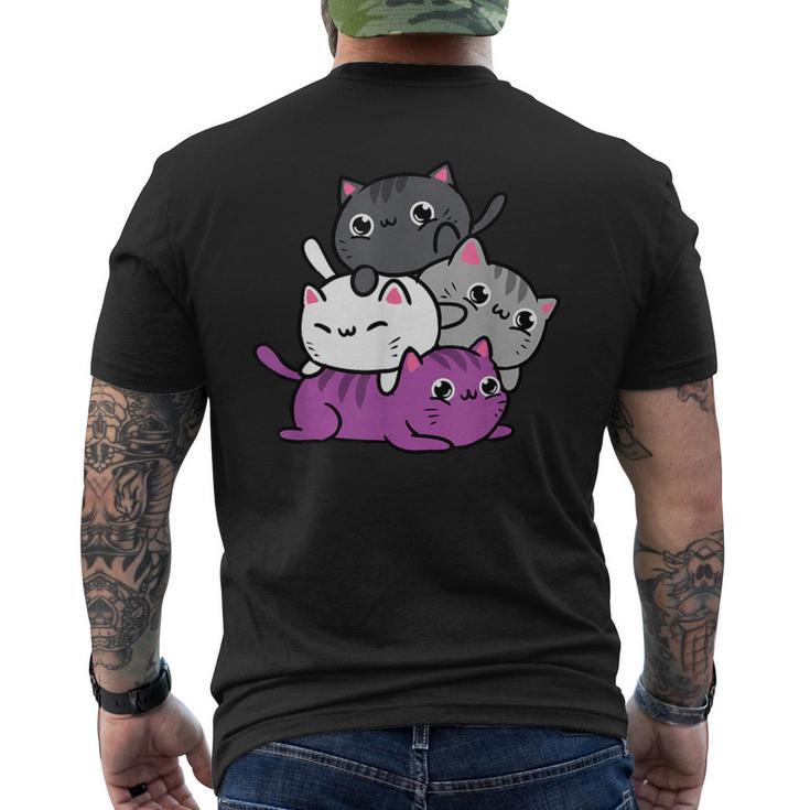 カワイイ猫の山 アセクシャルプライド メンズTシャツ バックプリント