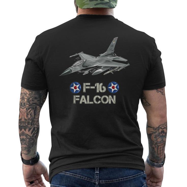 キッズ アメリカ空軍の航空機戦闘機f16ファルコン メンズTシャツ バックプリント