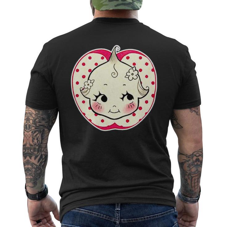 キューピー 赤ちゃん りんご 水玉 長袖tシャツ メンズTシャツ バックプリント