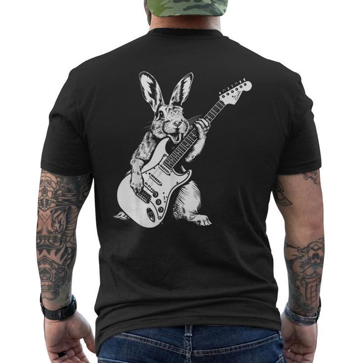 ギタリスト ギター ギタープレーヤー ウサギ お父さん ママ メンズTシャツ バックプリント