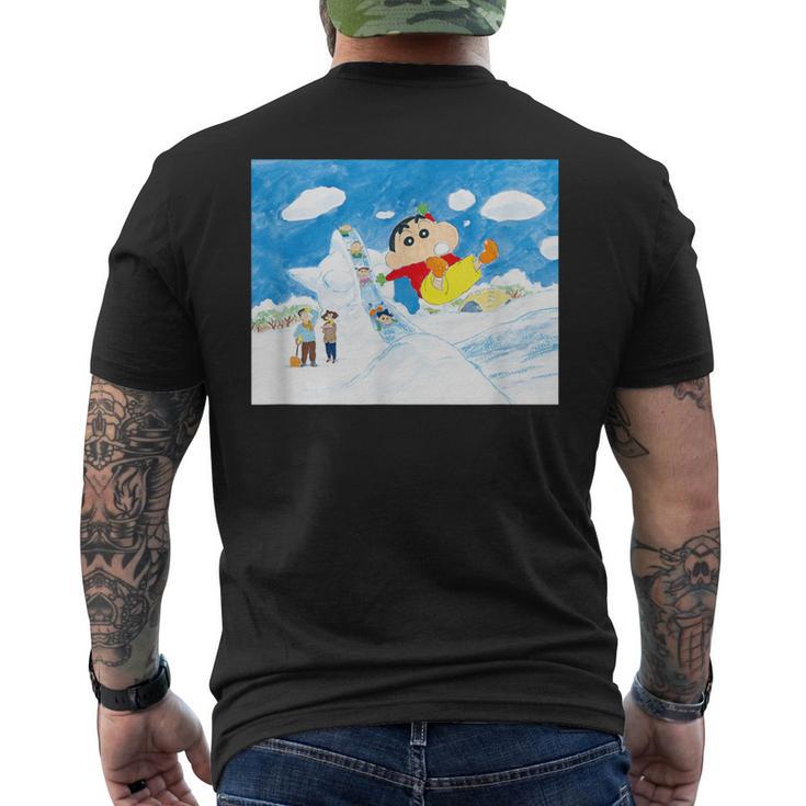 クレヨンしんちゃん 雪のすべり台 メンズTシャツ バックプリント