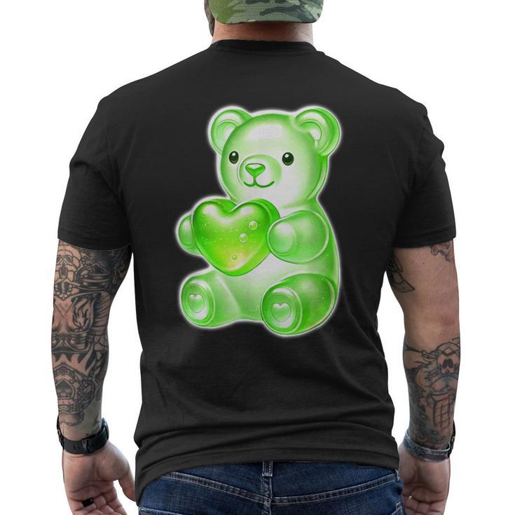 グミベア キャンディ ハート グリーン メンズTシャツ バックプリント