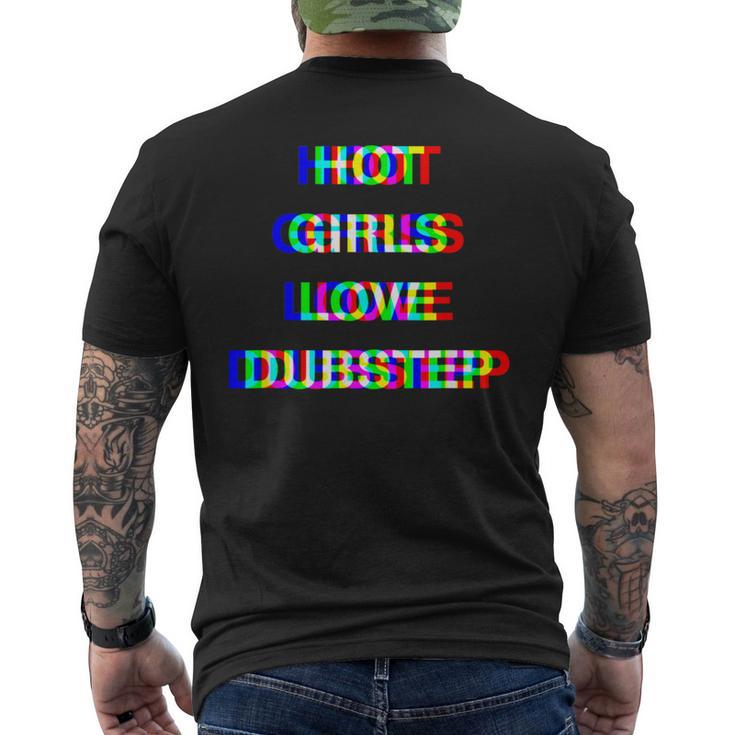 グリッチ ダブステップ レイブ ホットガールズラブデザイン メンズTシャツ バックプリント