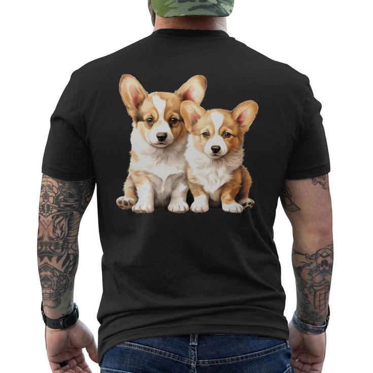コーギー子犬 長袖tシャツ メンズTシャツ バックプリント