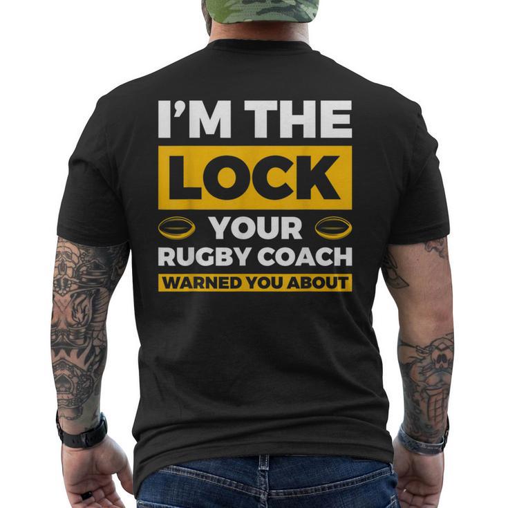 コーチがラグビーについて警告したロックはアイム・ザ・ロック メンズTシャツ バックプリント