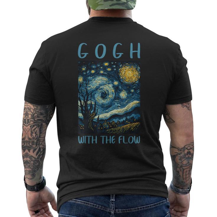 ゴッホ ゴッホ 流れる星月夜 美術史 駄洒落ユーモア メンズTシャツ バックプリント