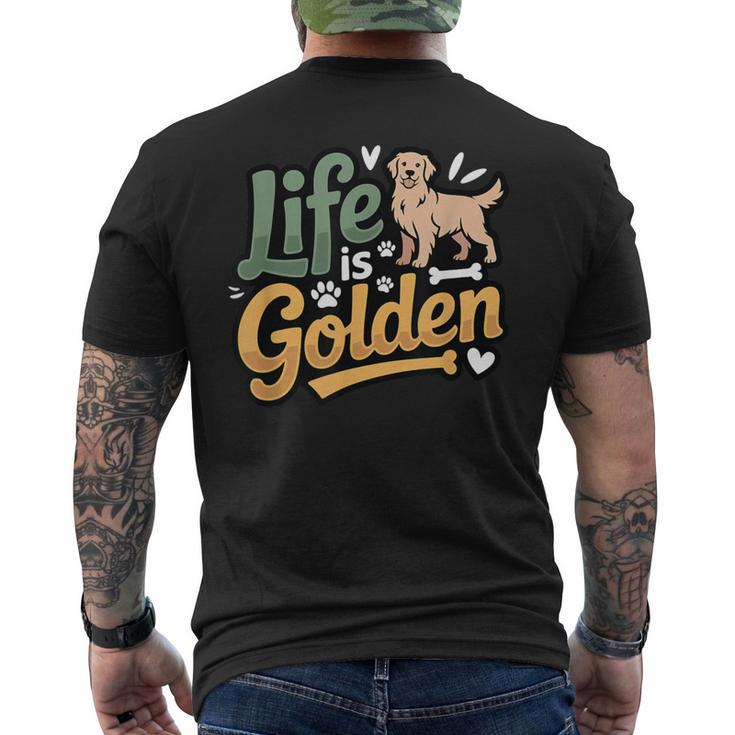 ゴールデンレトリバー 恋人 人生はゴールデンレトリバー メンズTシャツ バックプリント
