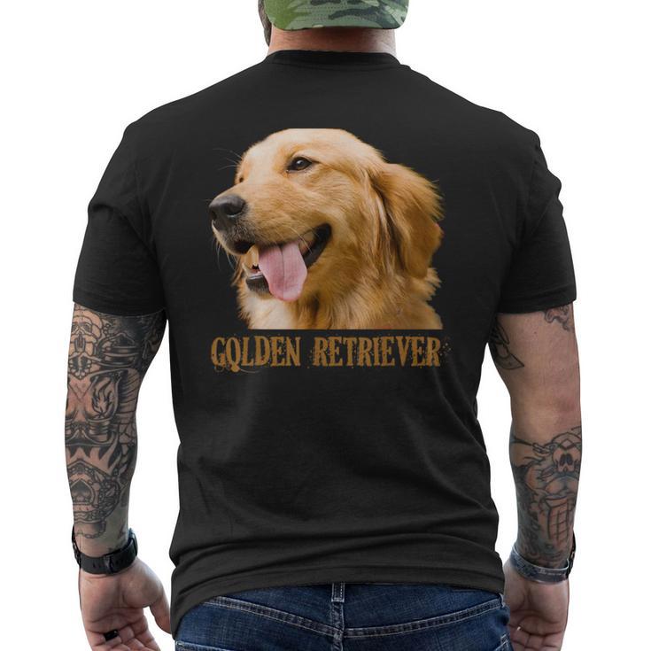 ゴールデンレトリバーの顔 ゴールデンレトリバーの犬の恋人 メンズTシャツ バックプリント