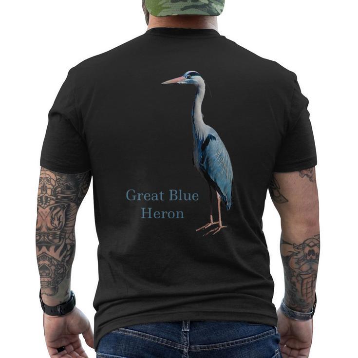 サギの鳥シャツ グレートブルーサギ 鳥類学 メンズTシャツ バックプリント