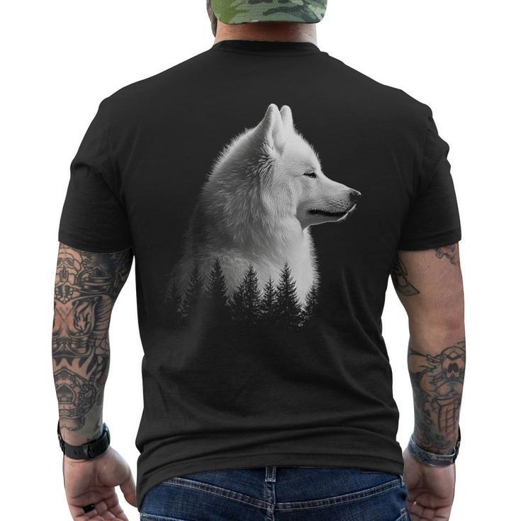 サモエド 犬 グラフィック ペット イラスト サモエド メンズTシャツ バックプリント
