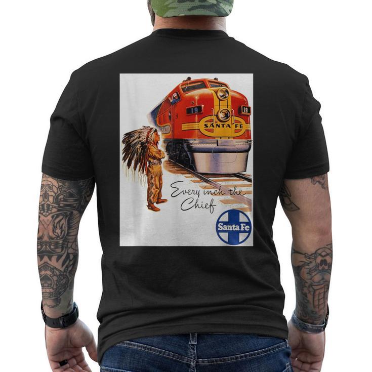 サンタフェ鉄道 ネイティブアメリカン 列車レール 旅行 メンズTシャツ バックプリント