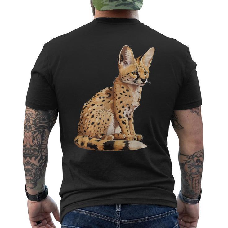 サーバル アニマル サーバルズ アフリカン ワイルドキャット サーバルキャット ワイルドキャット メンズTシャツ バックプリント
