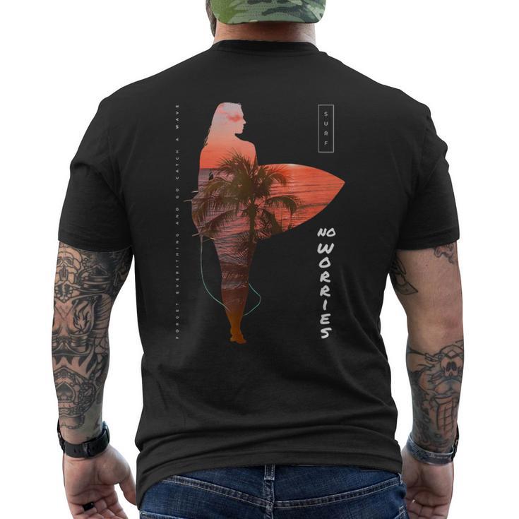 サーファーガール カリフォルニア サンセット ビーチ サーフガール メンズTシャツ バックプリント