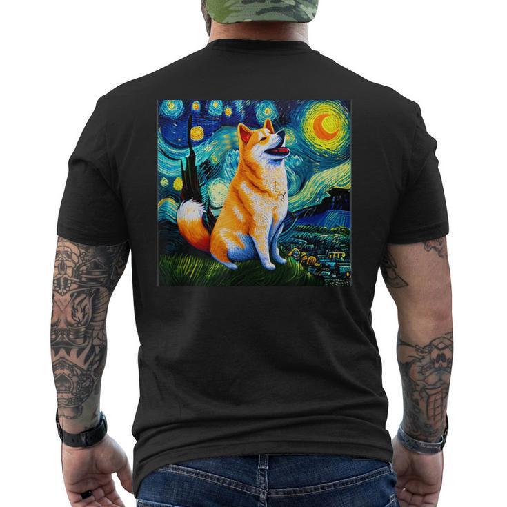 シバイヌ 面白いtシャツ 柴犬 犬 ゴッホ 星月夜 かわいい メンズ 子供 おもしろ 服 グッズ ネタ メンズTシャツ バックプリント