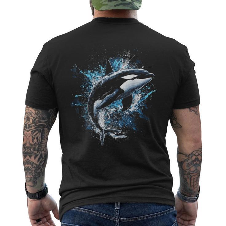 シャチ 動物 モチーフ アート シャチ メンズTシャツ バックプリント
