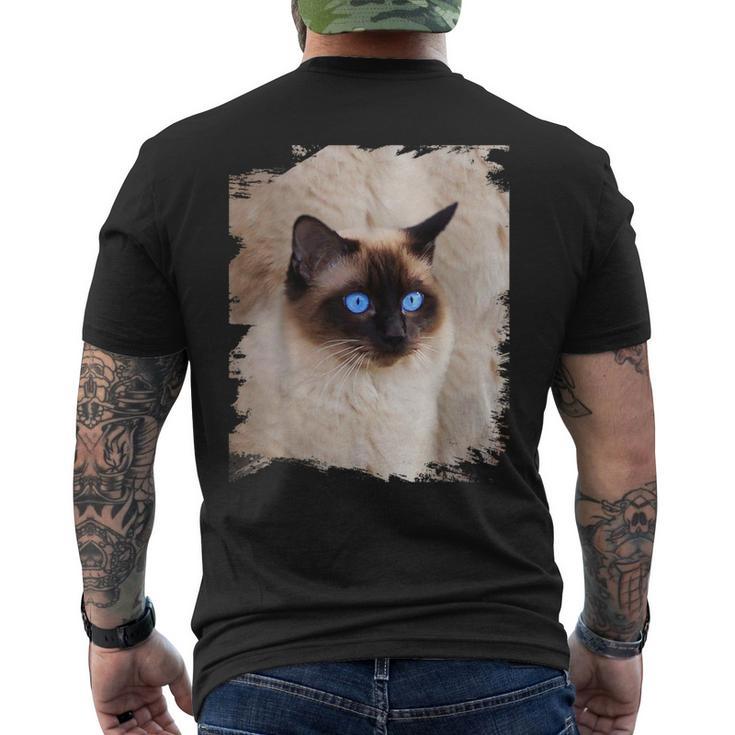 シャムの子猫の頭の顔 メンズTシャツ バックプリント