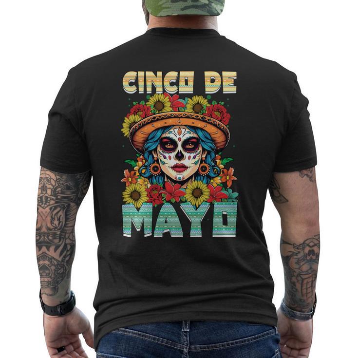 シンコ デ マヨ スケルトン ラ カトリーナ カラベラ フローラル メキシカン 長袖tシャツ メンズTシャツ バックプリント