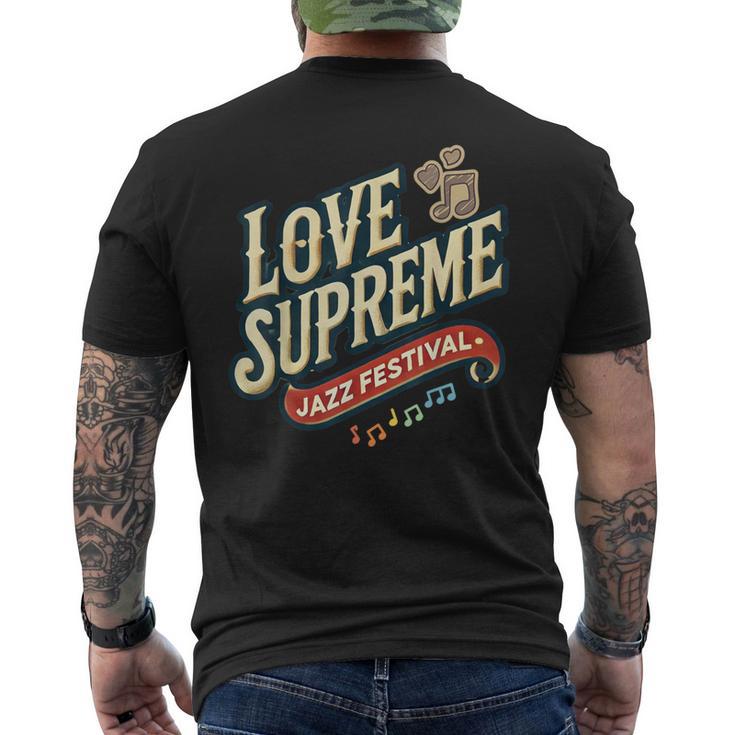 ジャズ愛好家のためのラブシュプリームジャズフェスティバル メンズTシャツ バックプリント