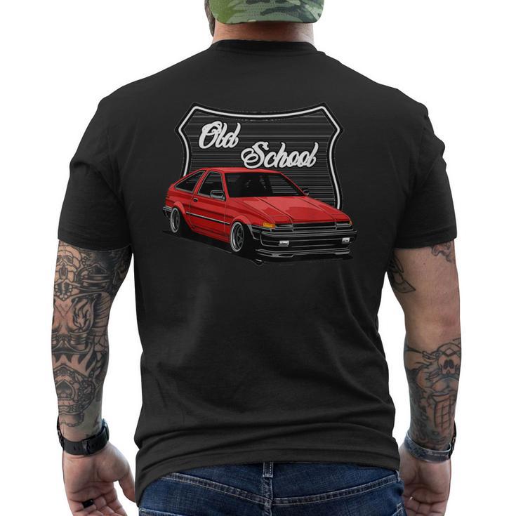 ジャパニーズクラシックチューナー、ドリフトカー、メンズオールドスクールホットロッド メンズTシャツ バックプリント