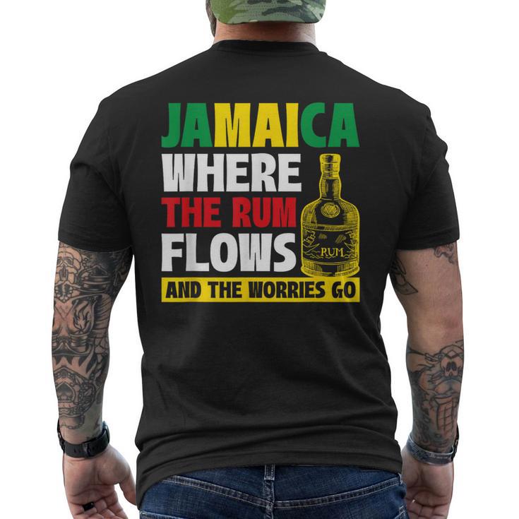 ジャマイカラム、レゲエ、ビーツ、ジャマイカバケーション メンズTシャツ バックプリント