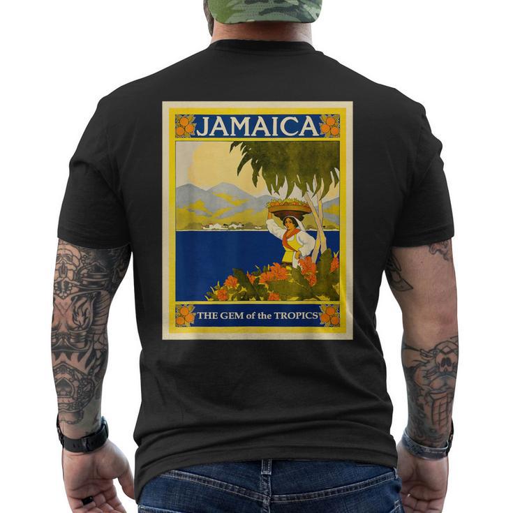 ジャマイカ熱帯地方の宝石レトロなヴィンテージ旅行ポスター メンズTシャツ バックプリント