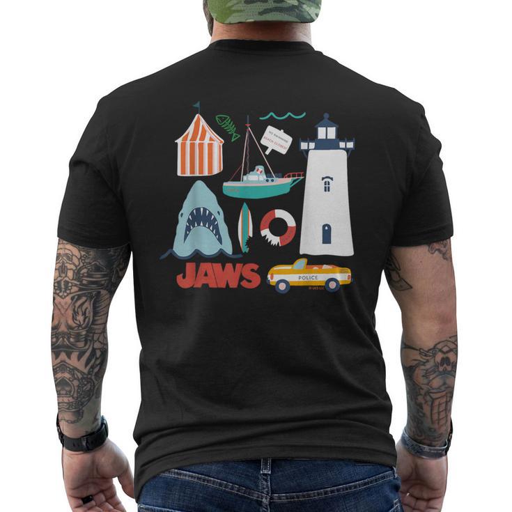 ジョーズシャークライトハウスオルカボートポリス メンズTシャツ バックプリント