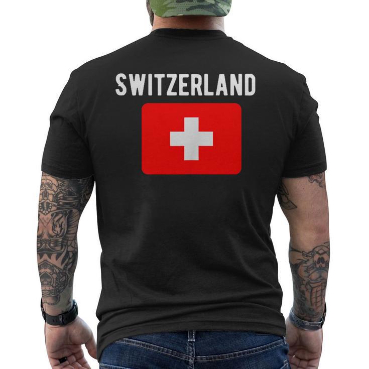 スイス国旗 スイス国地図フラッグ メンズTシャツ バックプリント