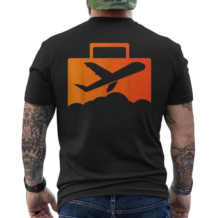 スーツケース航空の飛行機デザイン メンズTシャツ バックプリント