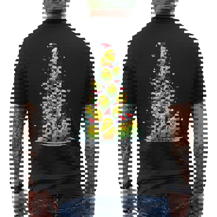 セキセイインコのクリスマス ツリー 面白いセキセイインコ ホリデー セキセイインコ メンズTシャツ バックプリント