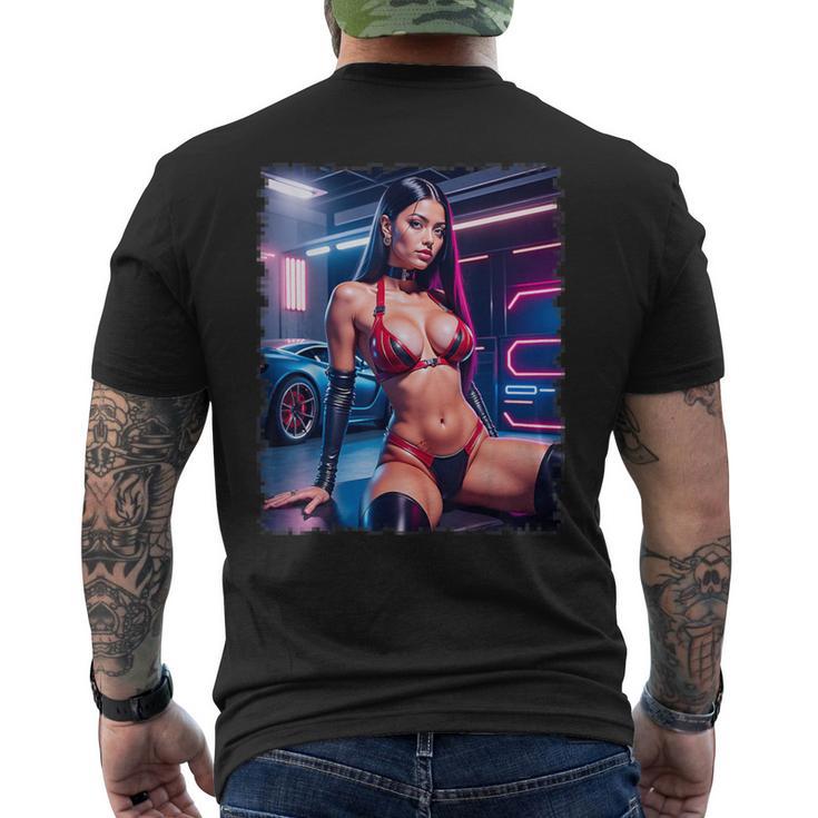 セクシーガールグラフィックtシャツ セクシーラティーナビキニモデル&スポーツカー メンズTシャツ バックプリント