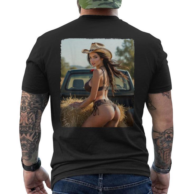 セクシーガールグラフィックtシャツ カウガールピンナップガール 2 メンズTシャツ バックプリント