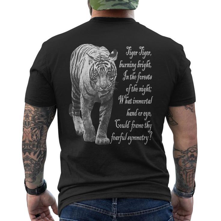 タイガー 白黒 ウィリアムブレイクの詩 メンズTシャツ バックプリント