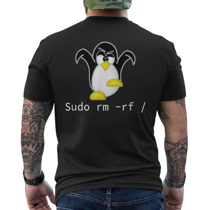タックスlinuxペンギン須藤rm Rfコンピュータフリークハッカー メンズTシャツ バックプリント