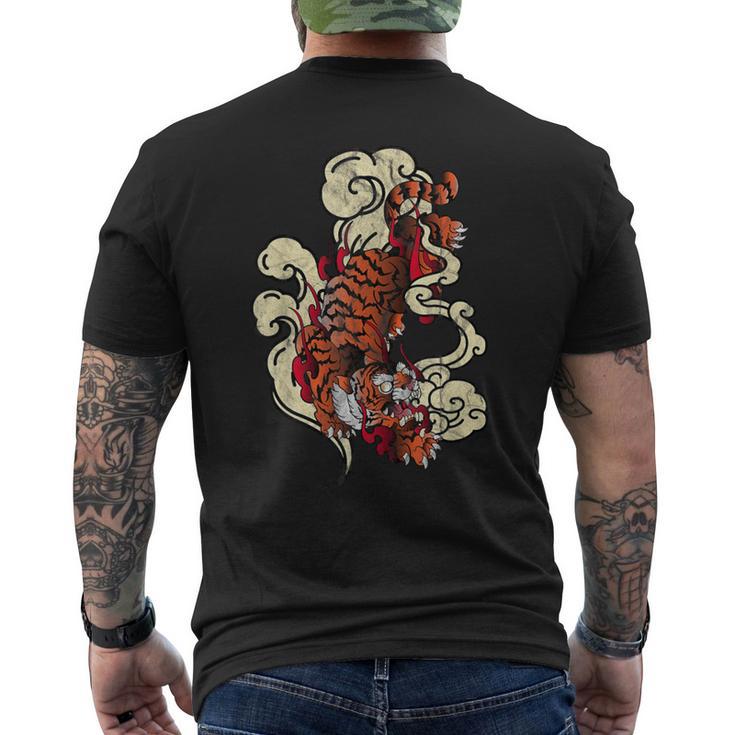 タトゥースタイル 伝統的な日本の虎 中国新年 メンズTシャツ バックプリント