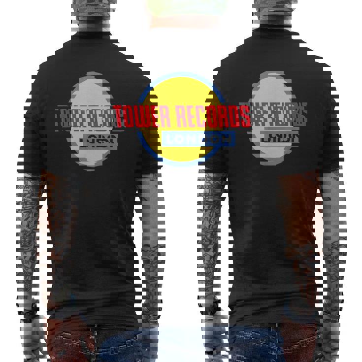 タワーレコード ロンドン 音楽 レトロ ヴィンテージ メンズTシャツ バックプリント