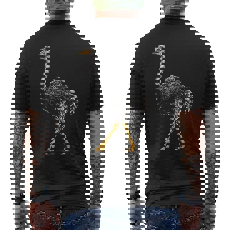 ダチョウ ポートレート 動物 モチーフ 描画 鳥 アート 長袖tシャツ メンズTシャツ バックプリント