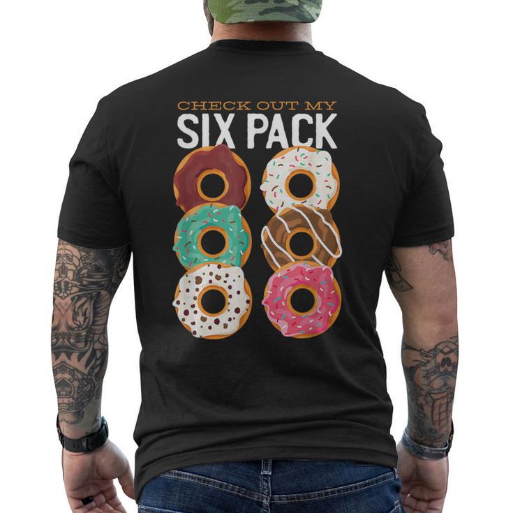 チェックアウトおれのシックスパックおもしろドーナツ メンズTシャツ バックプリント