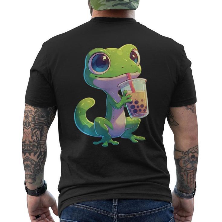 トカゲ かわいい 野生動物 ヤモリ かわいい 爬虫類 メンズTシャツ バックプリント