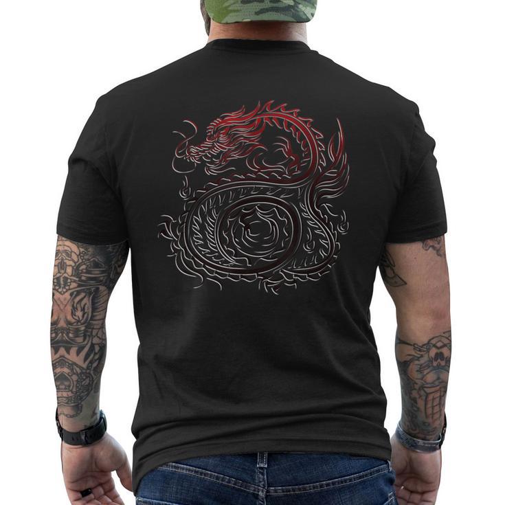 ドラゴンプリント トライバル タトゥー メンズTシャツ バックプリント