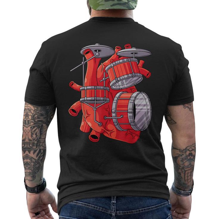 ドラマー ハート パーカッショニスト ドラム ミュージック バンド パーカッション メンズTシャツ バックプリント