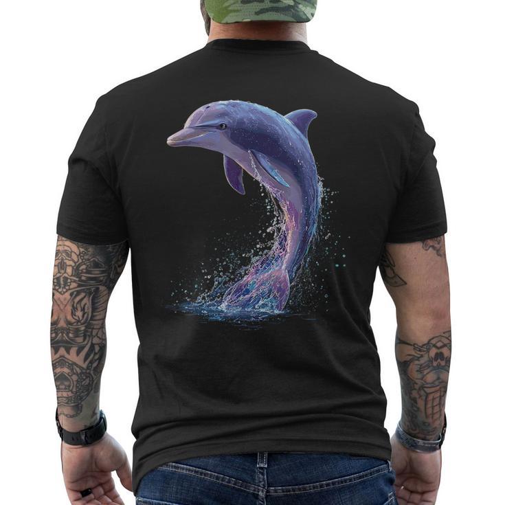 ドルフィンダイバー イルカ 海 かわいい イルカ イルカ メンズTシャツ バックプリント