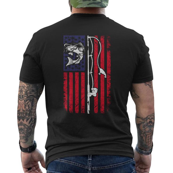 ナマズ アメリカ国旗 キャットフィッシング 漁師 釣り 長袖tシャツ メンズTシャツ バックプリント